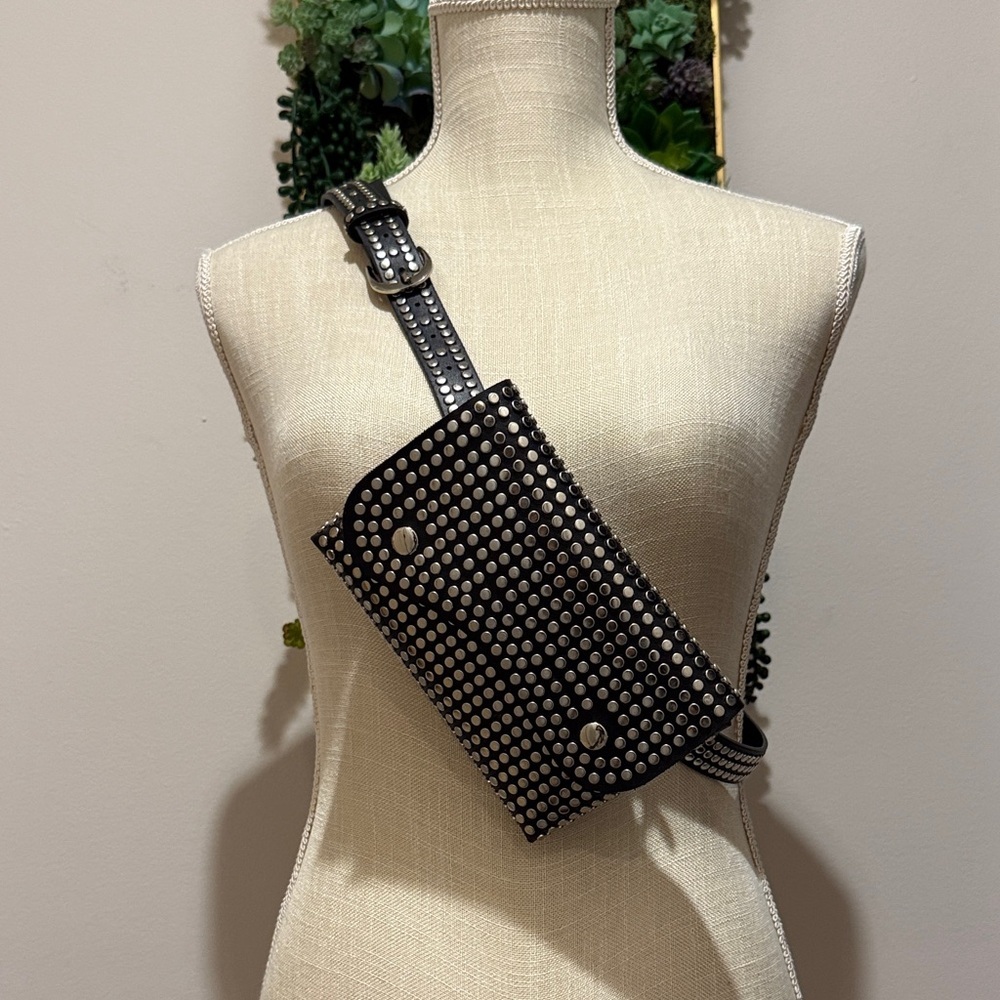 Black and Silver embellished belt bag